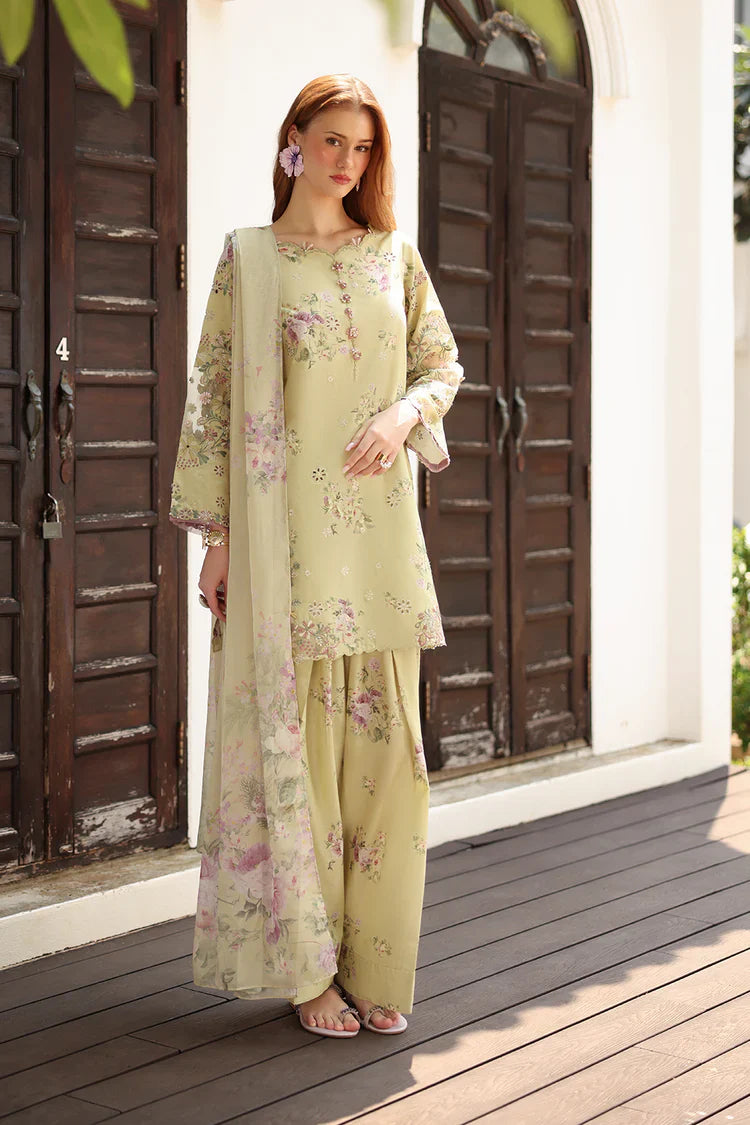 IZNIK-3PC LAWN PRINTED EMB SHIRT WITH SILK PRINTED DUPATTA AND TROUSER-UR-507