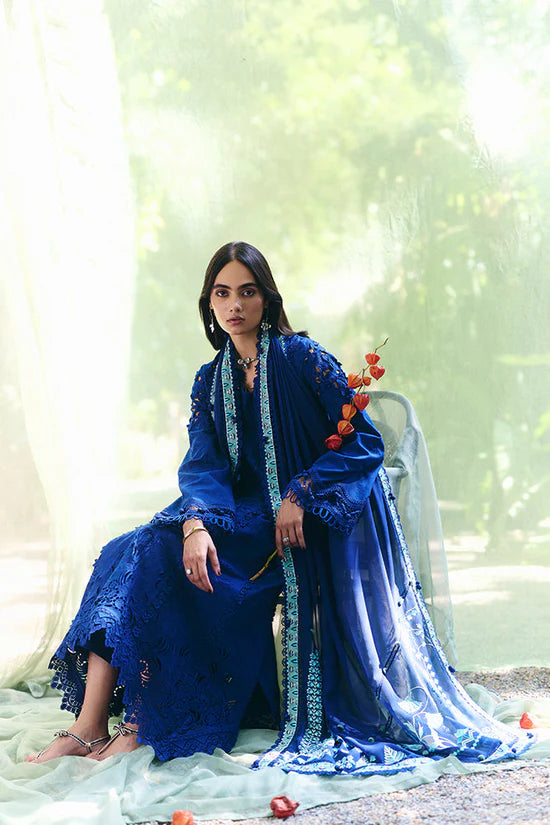 SUFFUSE-3PC LAWN EMBROIDERED SHIRT WITH KHAADI NET EMBROIDERED DUPATTA AND TROUSER
