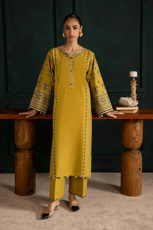 BATIK-2PC DHANAK EMBROIDERED SHIRT WITH DHANAK EMBROIDERED TROUSER-UR-145
