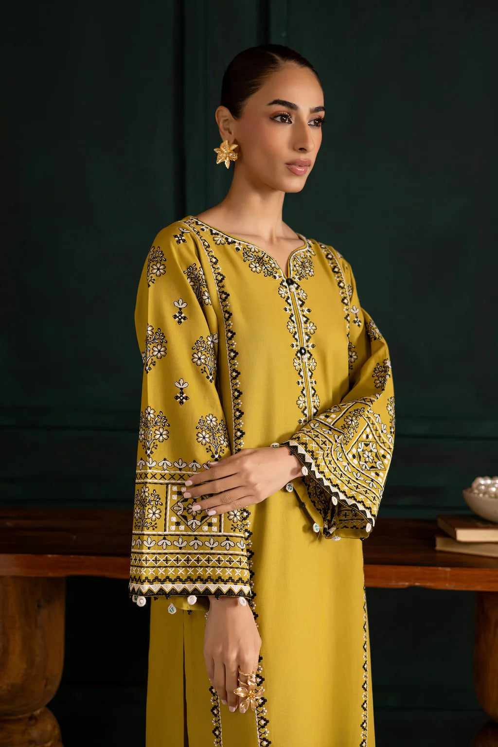 BATIK-2PC DHANAK EMBROIDERED SHIRT WITH DHANAK EMBROIDERED TROUSER-UR-145