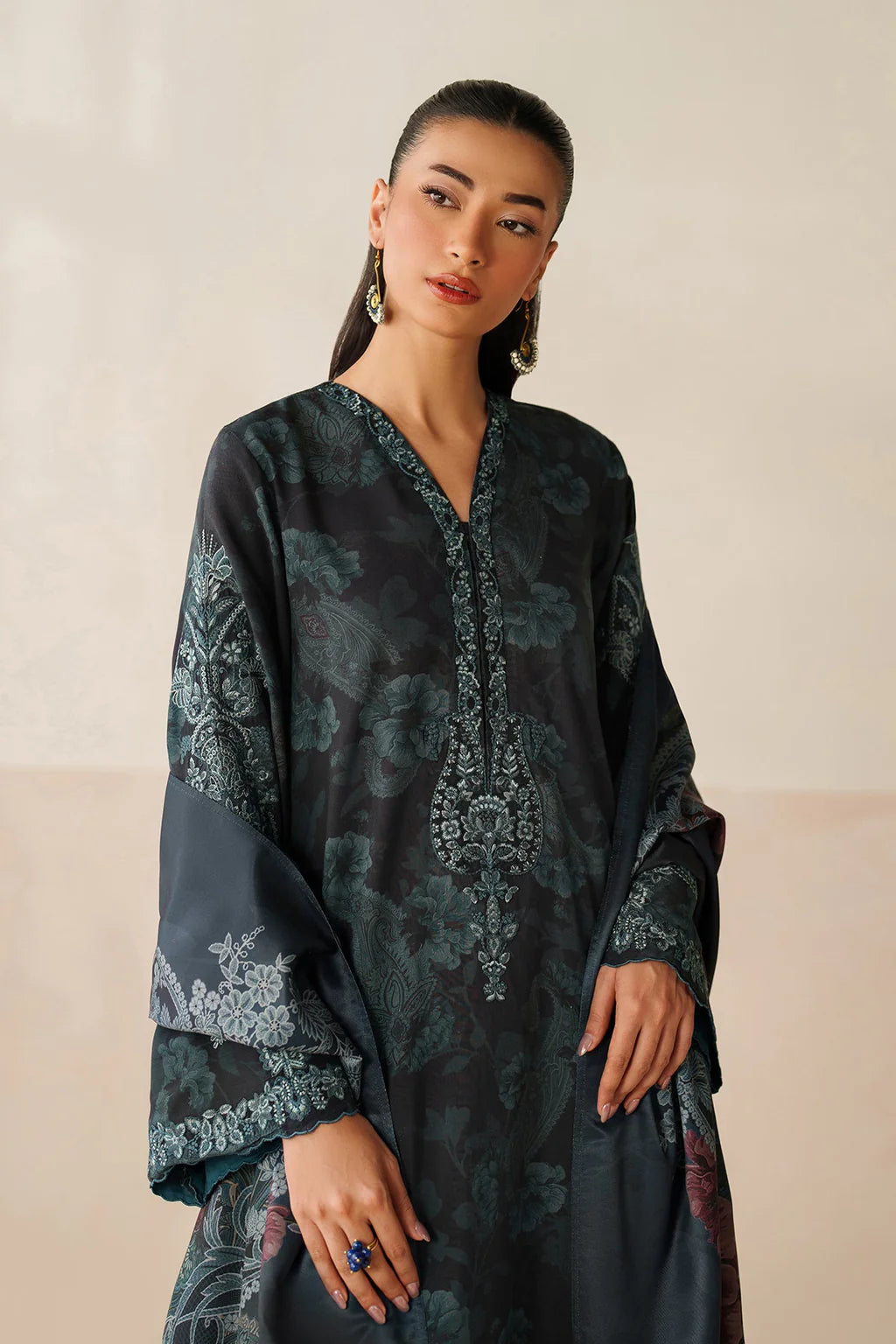 BATIK-3PC VISCOSE PRINTED EMB SHIRT WITH VISCOSE PRINTED DUPATTA AND TROUSER-UR-1620