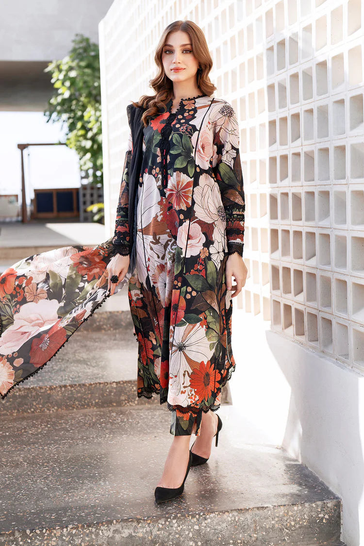 BAROQUE-3PC KHADDAR PRINTED SHIRT WITH KHADDAR PRINTED DUPATTA AND PRINT TROUSER-UR-1750