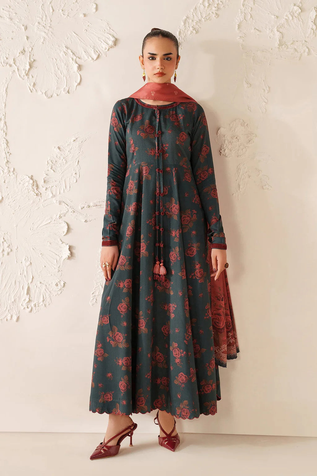 BAROQUE-3PC VISCOSE PRINTED SHIRT WITH VISCOSE PRINTED DUPATTA AND TROUSER-UR-1617
