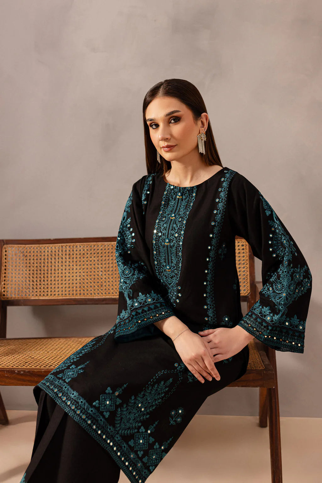 BATIK-2PC LAWN SEQUIN EMBROIDERED SHIRT WITH LAWN SEQUIN EMBROIDERED TROUSER-UR-1215
