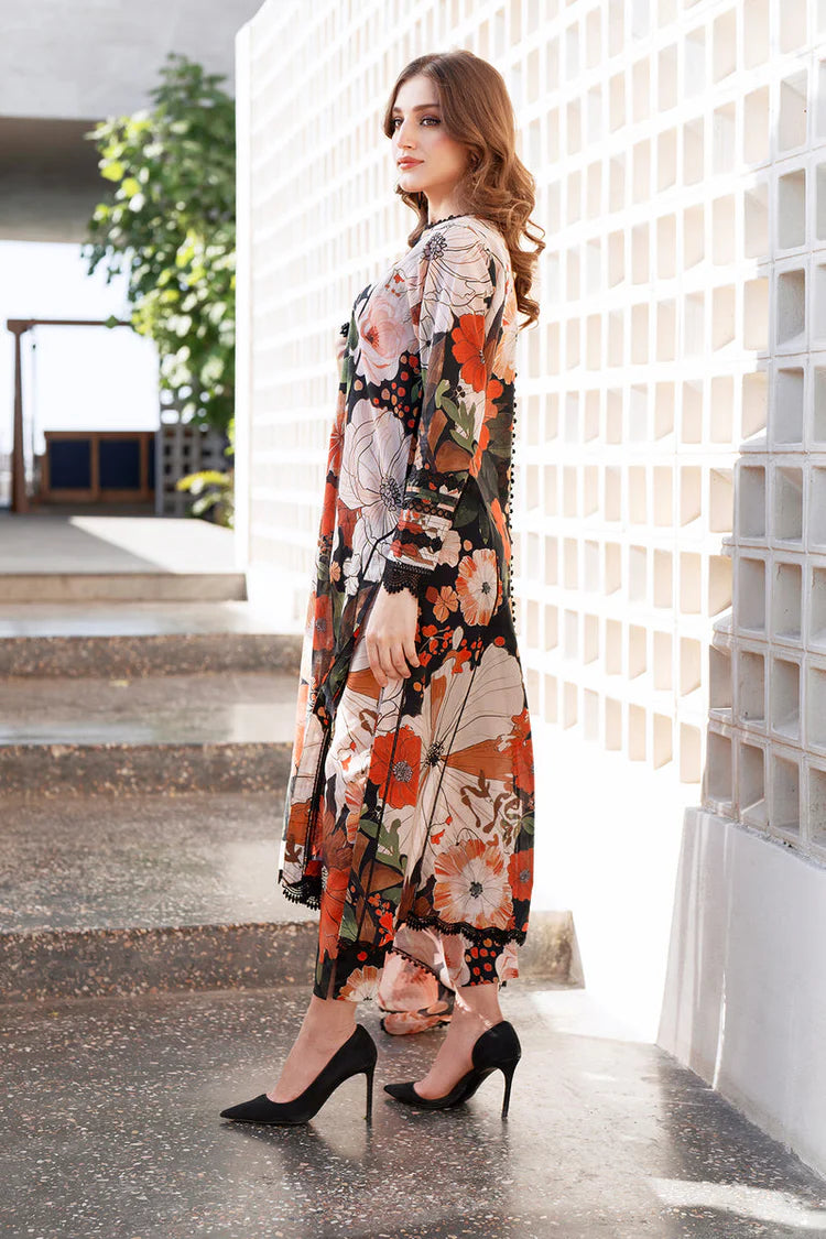 BAROQUE-3PC KHADDAR PRINTED SHIRT WITH KHADDAR PRINTED DUPATTA AND PRINT TROUSER-UR-1750