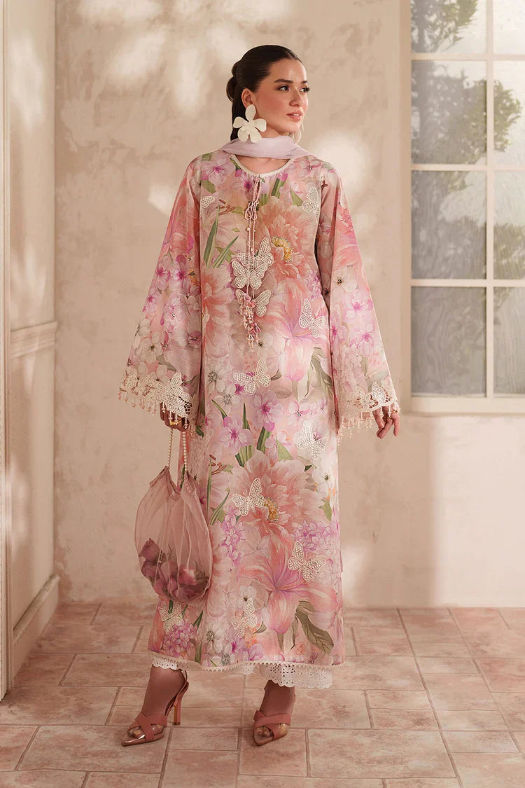 BAROQUE-3PC LAWN DIGITAL PRINTED EMB SHIRT WITH SILK PRINTED DUPATTA AND TROUSER-UR-514