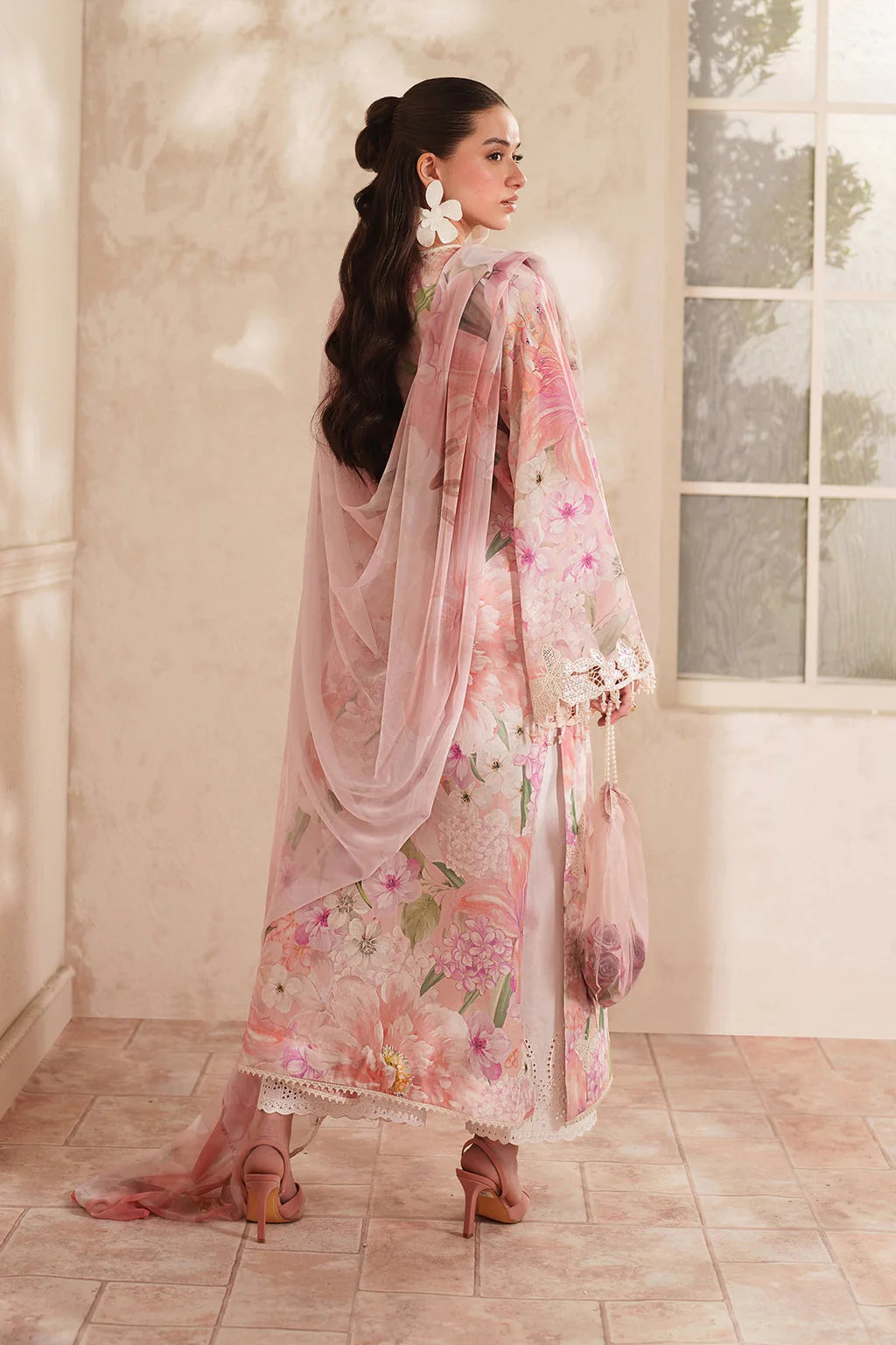 BAROQUE-3PC LAWN DIGITAL PRINTED EMB SHIRT WITH SILK PRINTED DUPATTA AND TROUSER-UR-514