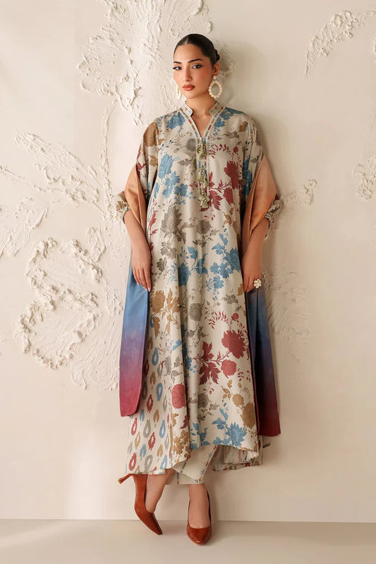 BAROQUE-3PC VISCOSE PRINTED SHIRT WITH VISCOSE PRINTED DUPATTA AND TROUSER-UR-1609