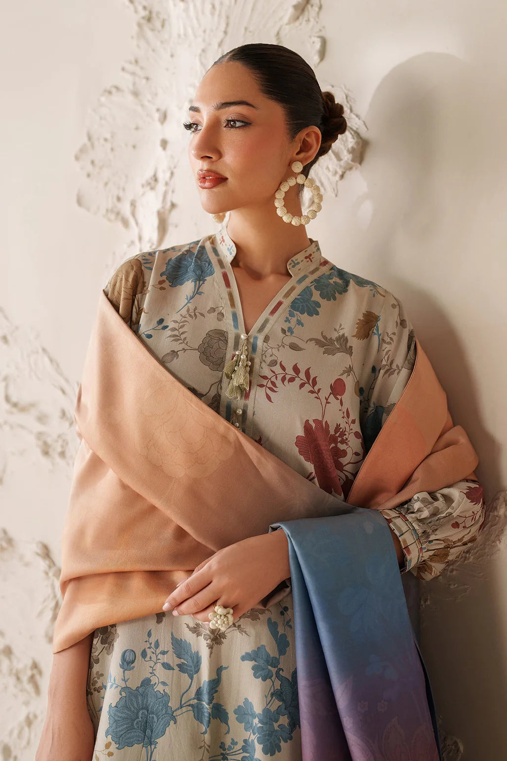 BAROQUE-3PC VISCOSE PRINTED SHIRT WITH VISCOSE PRINTED DUPATTA AND TROUSER-UR-1609