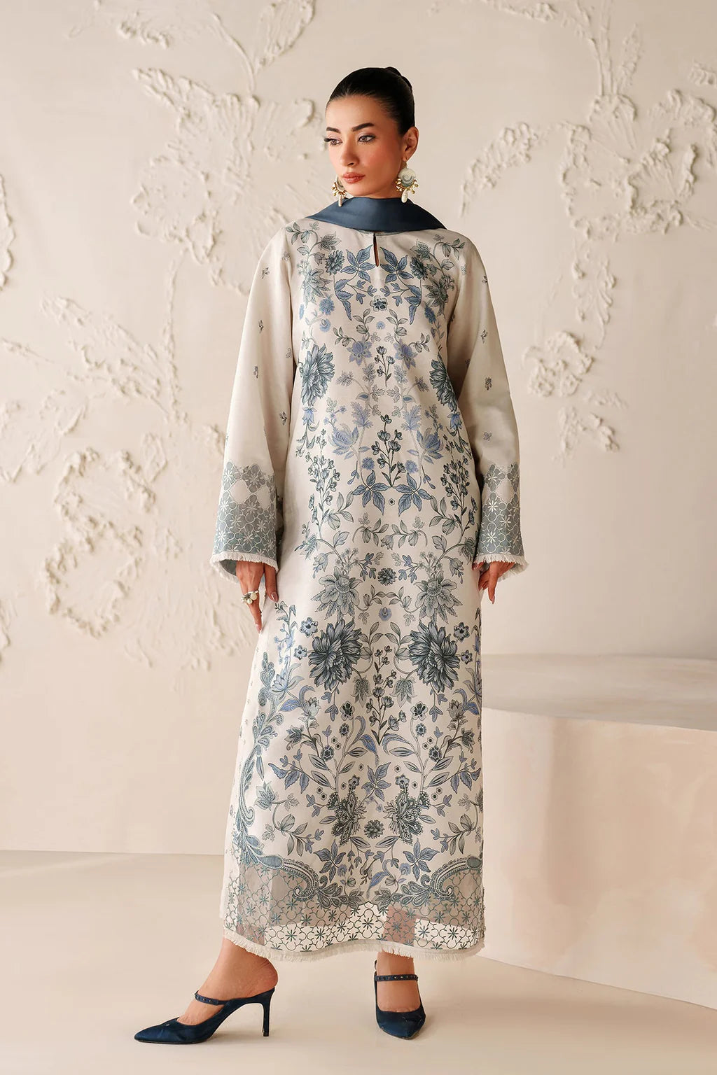 BAROQUE-3PC VISCOSE PRINTED SHIRT WITH VISCOSE PRINTED DUPATTA AND TROUSER-UR-1610