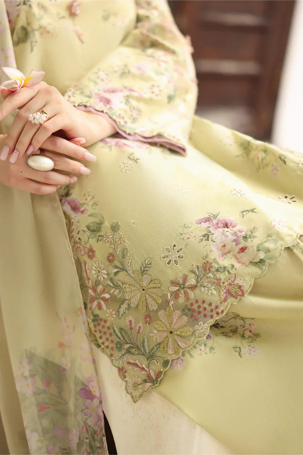 IZNIK-3PC LAWN PRINTED EMB SHIRT WITH SILK PRINTED DUPATTA AND TROUSER-UR-507