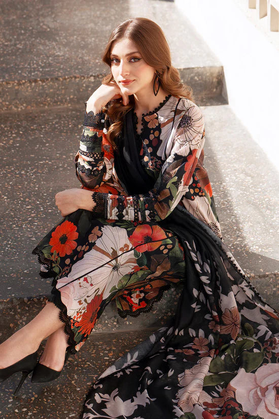 BAROQUE-3PC KHADDAR PRINTED SHIRT WITH KHADDAR PRINTED DUPATTA AND PRINT TROUSER-UR-1750