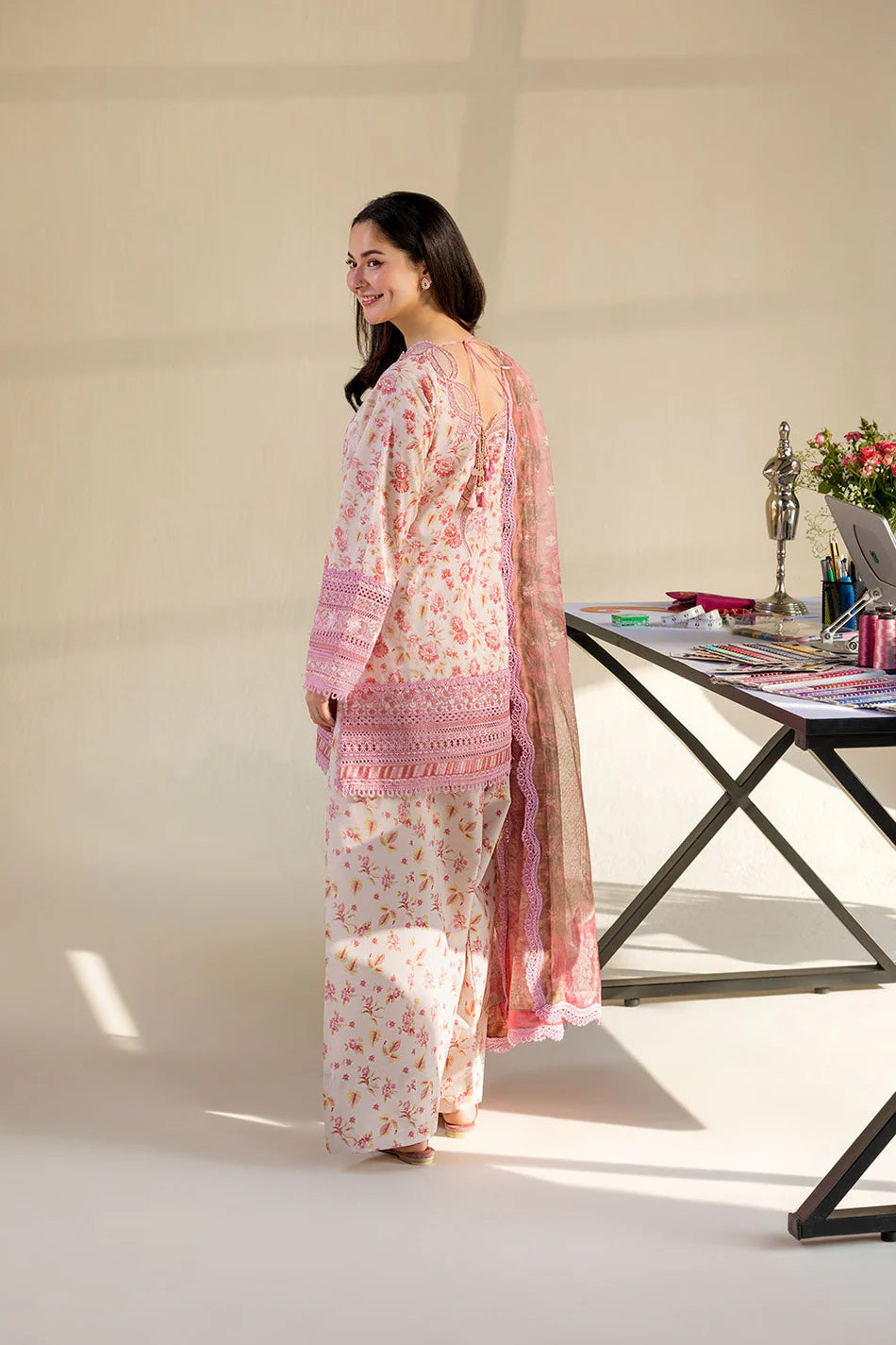 SOBIA NAZIR-3PC LAWN DIGITAL PRINTED EMB SHIRT WITH SILK PRINTED DUPATTA AND PRINTED TROUSER-UR-556
