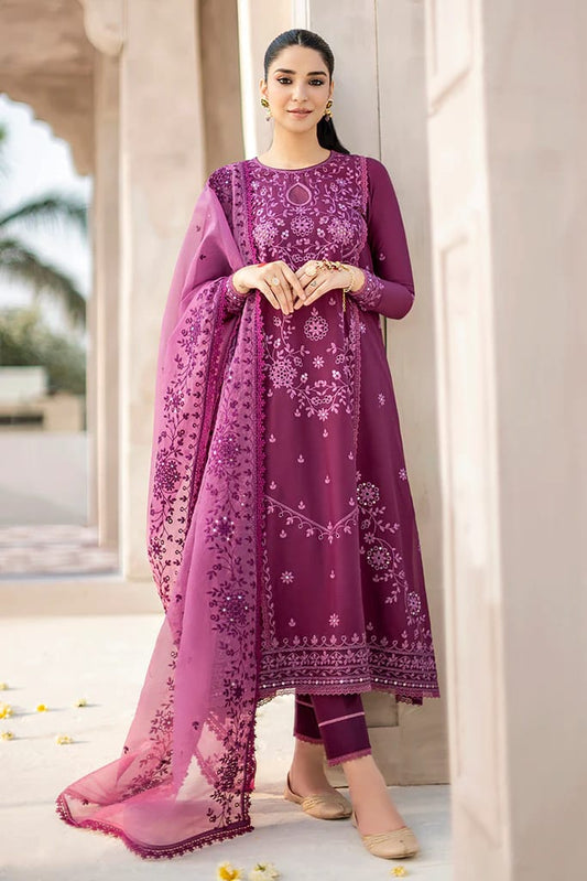 ASIM JOFA- 3PC LAWN HEAVY EMBROIDERED SHIRT WITH ORGANZA HEAVY EMBROIDERED DUPATTA-UR-2517