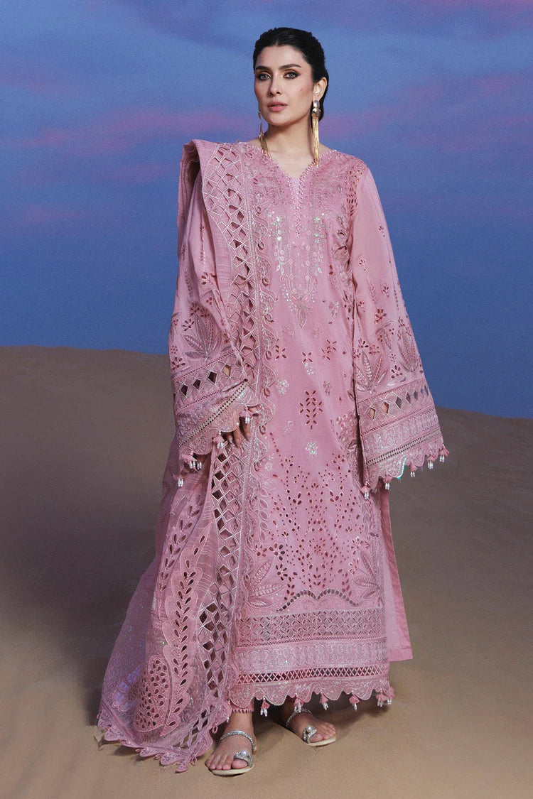 NUREH-3PC LAWN SEQUIN CHIKANKAARI EMBROIDERED SHIRT WITH KHADDI NET EMBROIDERED DUPATTA AND TROUSER-UR-3756