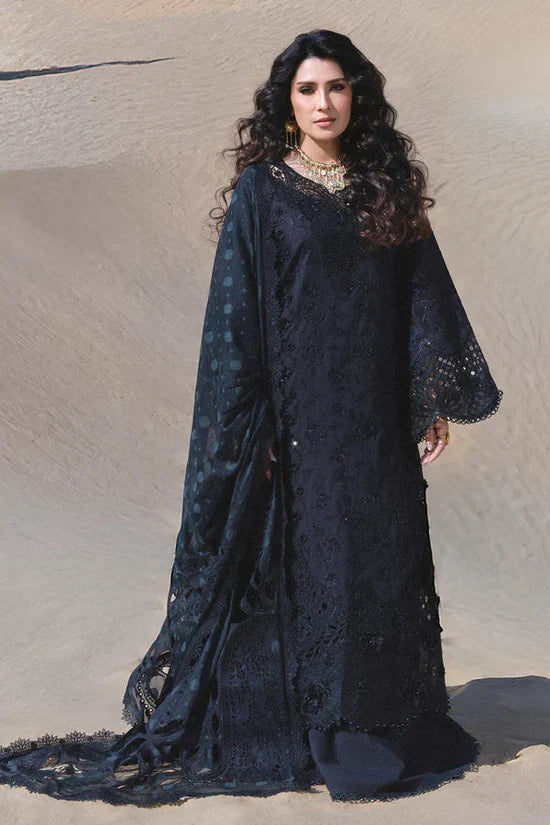 NUREH-3PC LAWN HEAVY EMBROIDERED SHIRT WITH CHIFFON PRINTED EMBR DUPATTA AND TROUSER-UR-3776