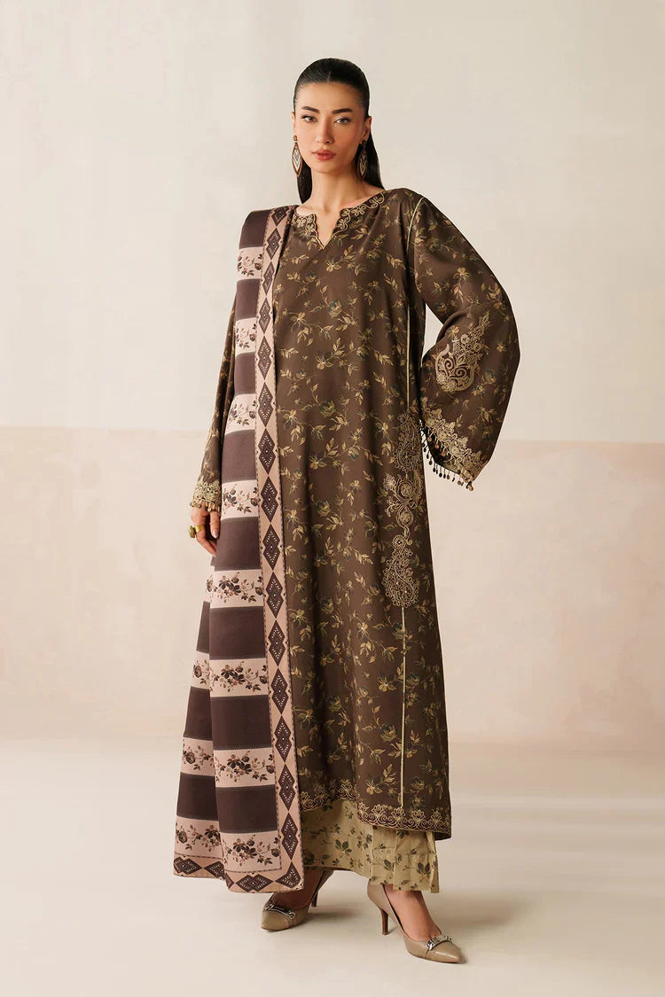 BAROQUE-3PC KHADDAR PRINTED SHIRT WITH KHADDAR PRINTED DUPATTA AND PRINT TROUSER-UR-2621