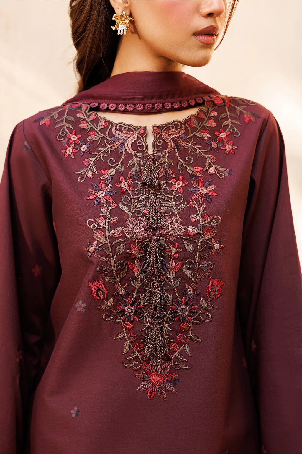 IZNIK-3PC LAWN EMBROIDERED SHIRT WITH SILK PRINTED DUPATTA AND PRINTED TROUSER-UR-508
