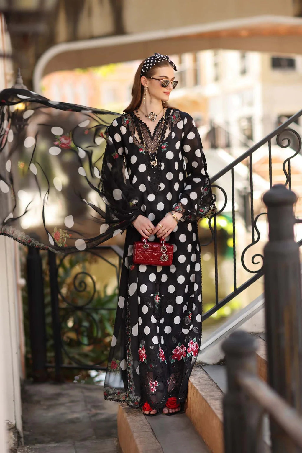 MARIA.B-3PC LAWN PRINTED EMB SHIRT WITH SILK PRINTED DUPATTA AND PRINTED TROUSER0-UR-578