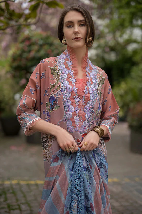 SOBIA NAZIR-3PC KARANDI PRINTED EMBROIDERED SHIRT WITH KARANDI PRINTED DUPATTA AND TROUSER-UR-2570