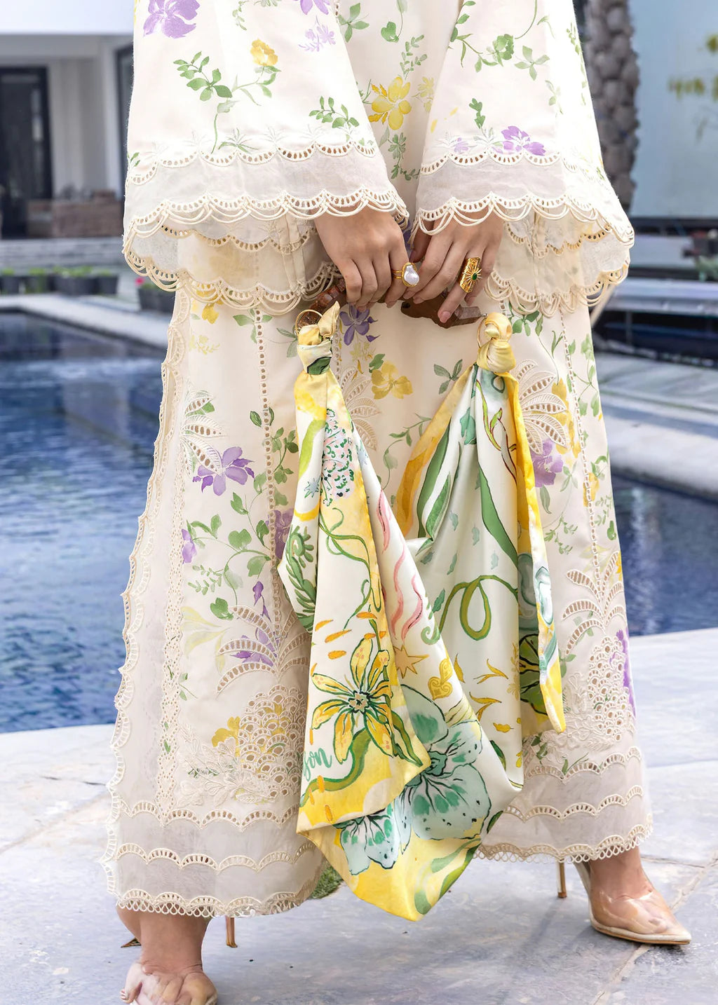 CRIMSON-3PC LAWN DIGITAL PRINTED CHIKANKARI EMB SHIRT WITH SILK PRINTED DUPATTA AND PRINTED TROUSER-UR-4590