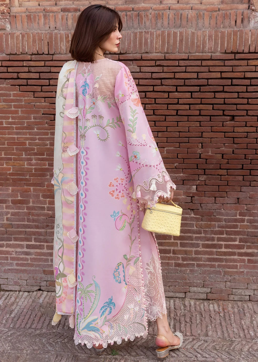 CRIMSON-3PC LAWN PRINTED EMB SHIRT WITH SILK PRINTED EMB DUPATTA AND TROUSER-UR-550