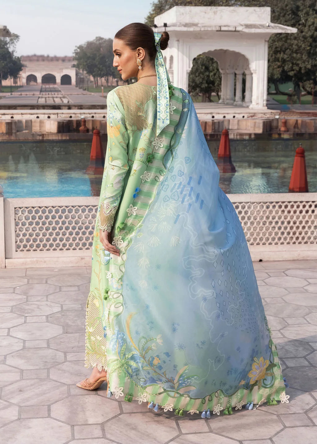 CRIMSON-3PC LAWN DIGITAL PRINTED EMB SHIRT WITH SILK PRINTED DUPATTA AND PRINTED TROUSER-UR-524
