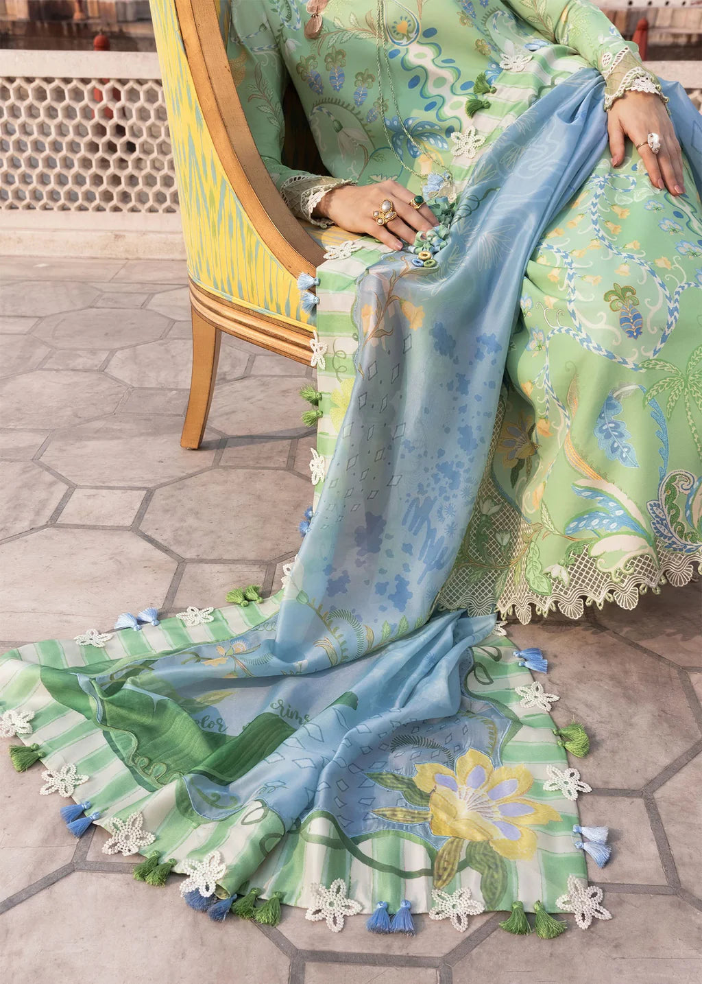 CRIMSON-3PC LAWN DIGITAL PRINTED EMB SHIRT WITH SILK PRINTED DUPATTA AND PRINTED TROUSER-UR-524