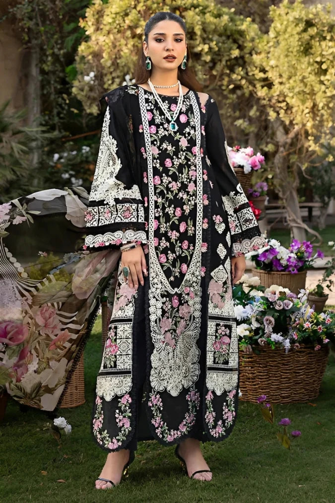 ELAF-3PC LAWN HEAVY EMBROIDERED SHIRT WITH CHIFFON PRINTED DUPATTA AND TROUSER-UR-3632