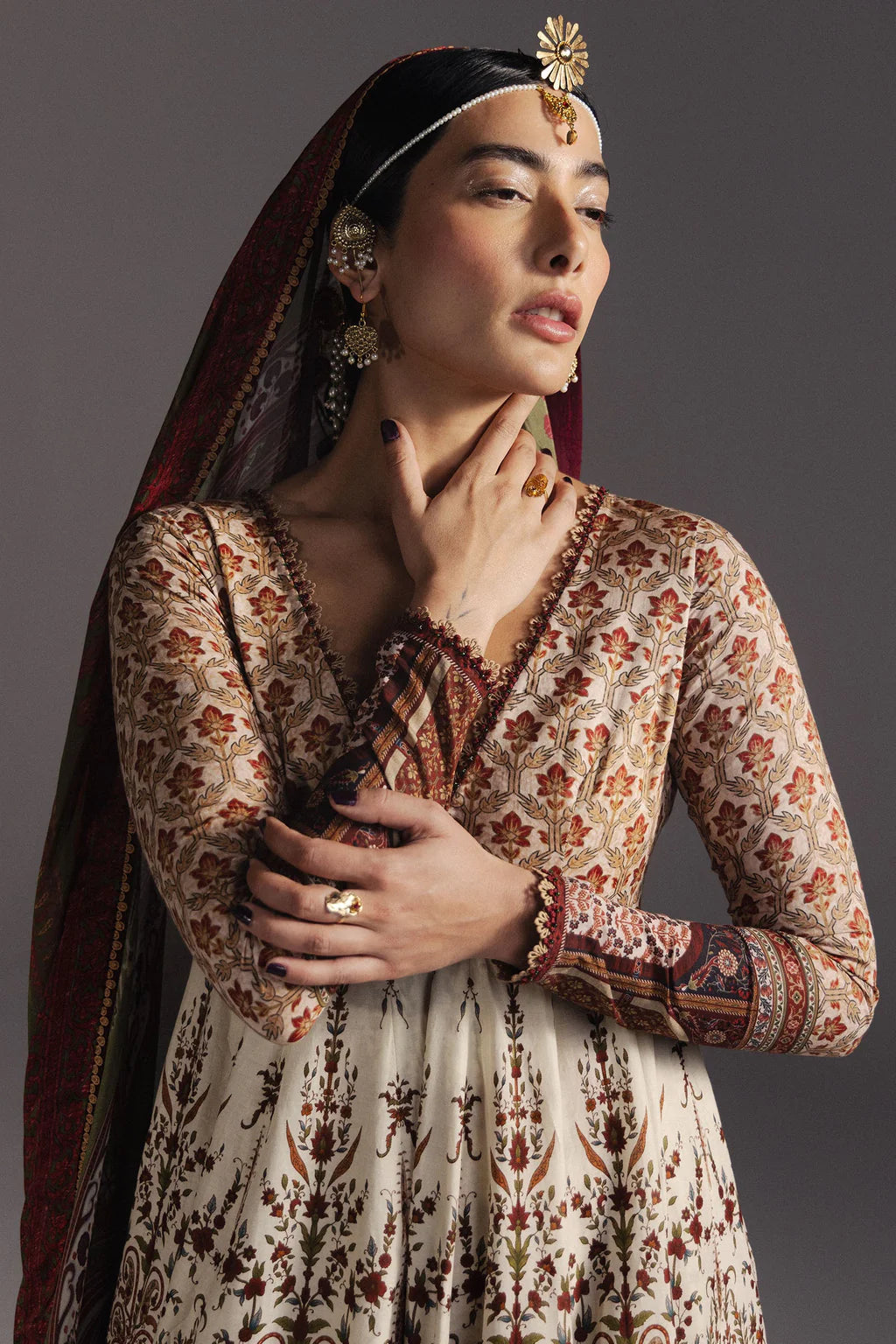 ZARA SHAHJAHAN-FROCK 3PC DIGITAL PRINTED FROCK AND SILK PRINT DUPATTA-AND TROUSER-UR-521