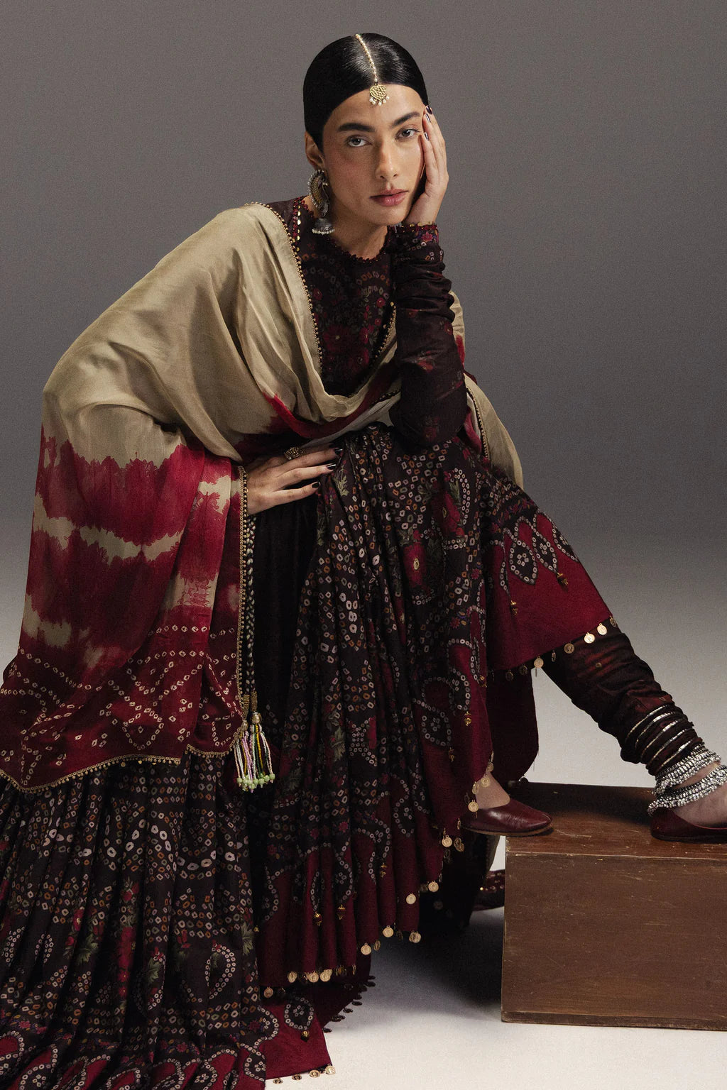 ZARA SHAH JAHAN-3PC DIGITAL PRINTED FROCK WITH SILK PRINTED DUPATTA & DYED TROUSER-UR-524