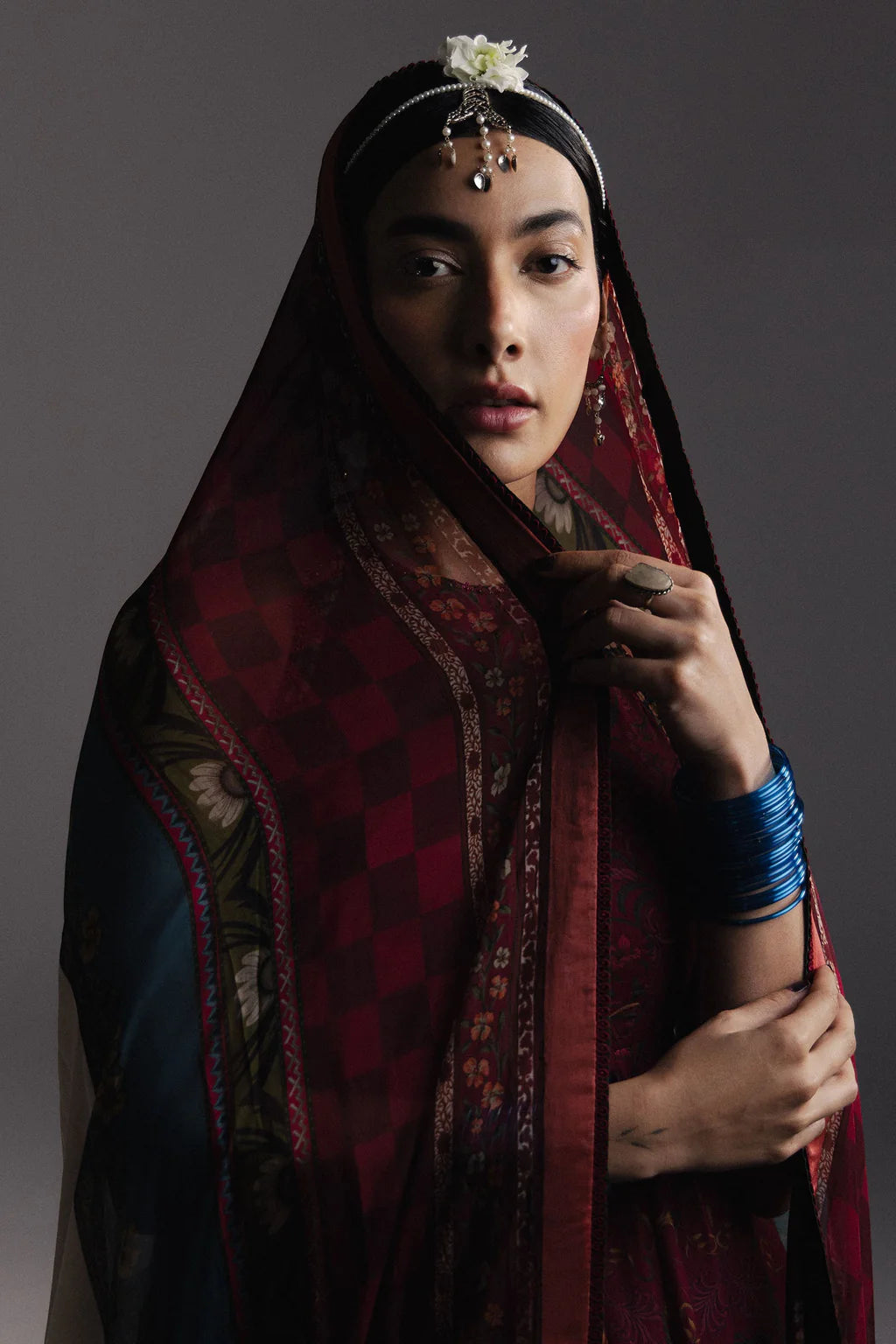 ZARA SHAH JAHAN-3PC DIGITAL PRINTED FROCK WITH SILK PRINTED DUPATTA & DYED TROUSER-UR-532