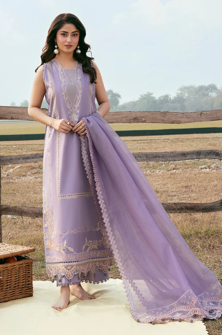 IZEL-3PC LAWN EMBROIDERED SHIRT WITH ORGANZA EMBROIDERED DUPATTA AND TROUSER-UR-4278