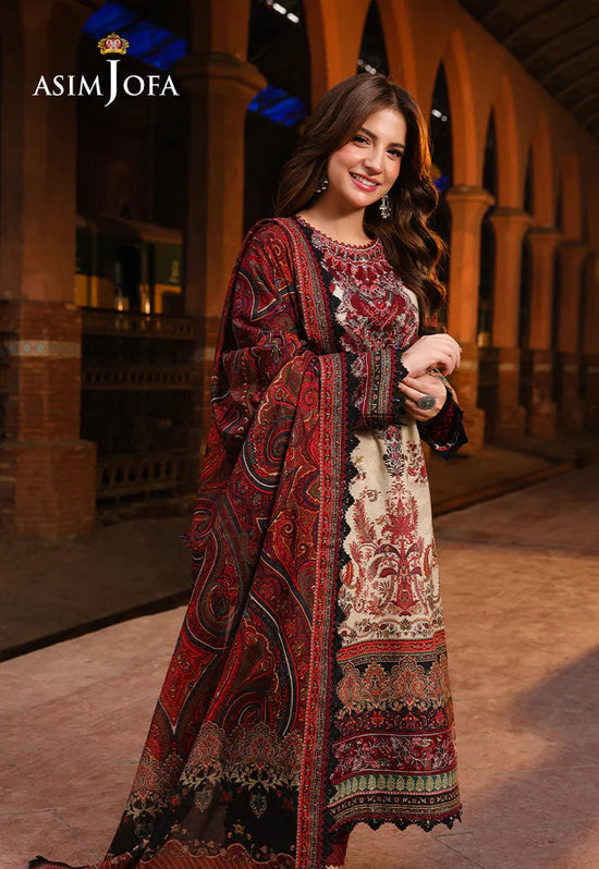 ASIM JOFA-3PC LAWN DIGITAL PRINTED SHIRT WITH SILK PRINTED DUPATTA AND PRINTED TROUSER-UR-569
