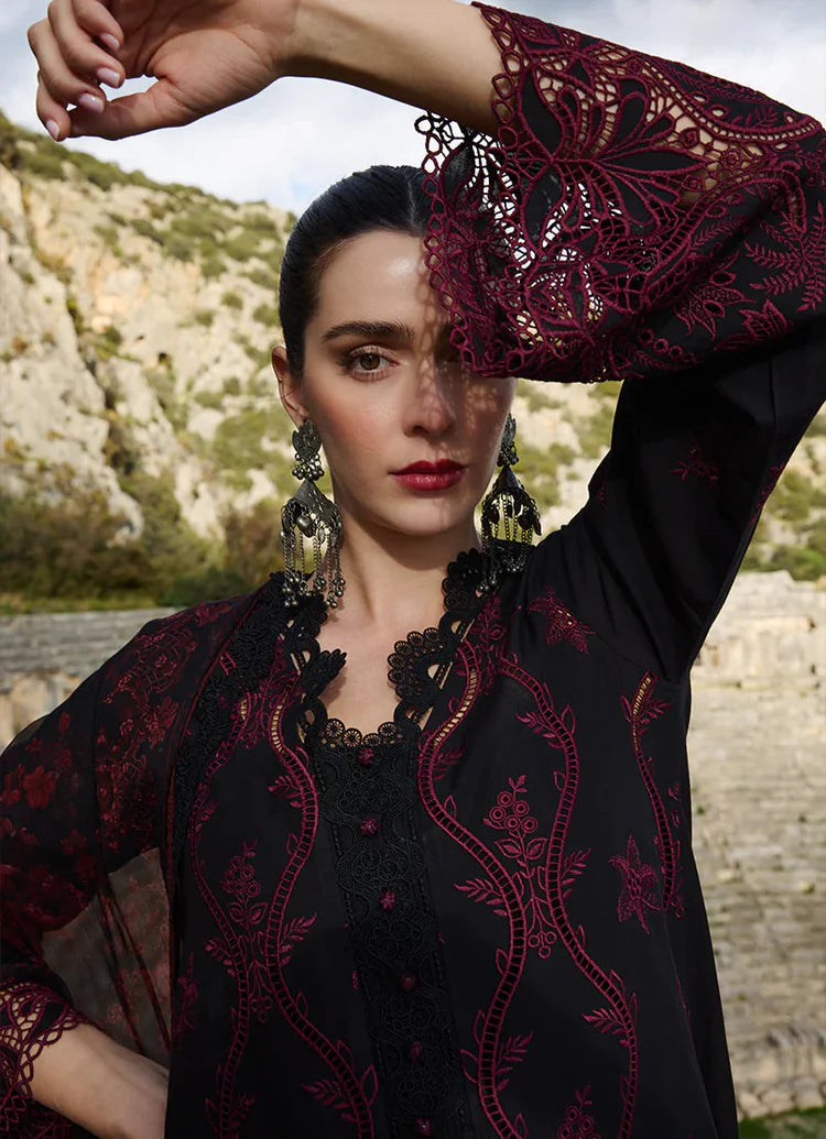 IMAGE-3PC LAWN EMBROIDERED SHIRT WITH CHIFFON PRINTED DUPATTA AND TROUSER-UR-3575