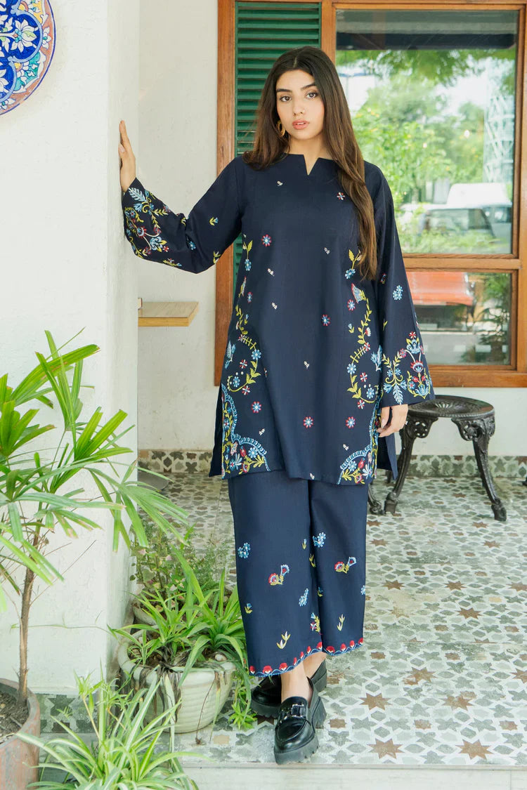 URGE-2PC DHANAK EMBROIDERED SHIRT WITH DHANAK EMBROIDRED TROUSER-UR-2705