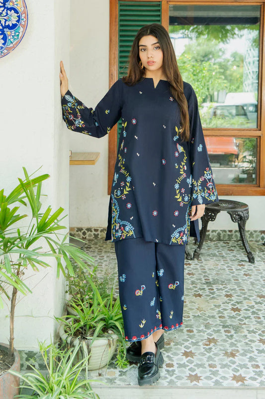URGE-2PC DHANAK EMBROIDERED SHIRT WITH DHANAK EMBROIDRED TROUSER-UR-2705