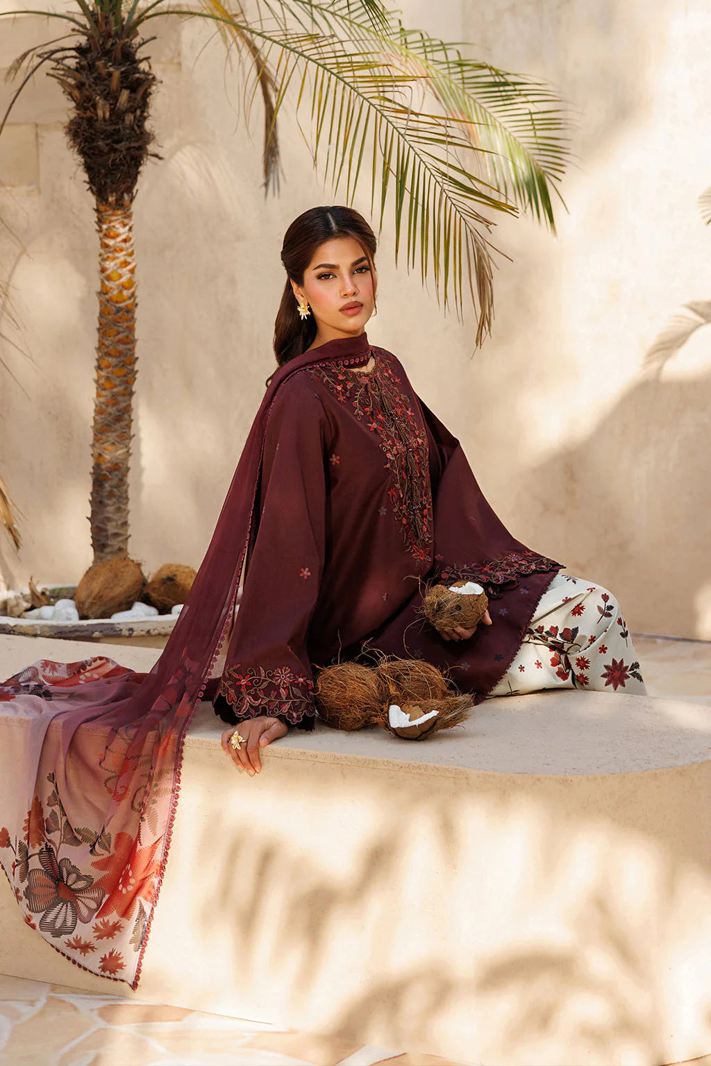 IZNIK-3PC LAWN EMBROIDERED SHIRT WITH SILK PRINTED DUPATTA AND PRINTED TROUSER-UR-508