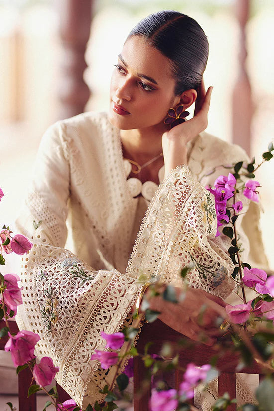 SUFFUSE-3PC LAWN CHIKAANKARI EMBROIDERED SHIRT WITH KHADDI NET EMBROIDERED DUPATTA AND TROUSER-UR-3612