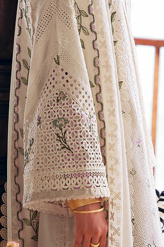 SUFFUSE-3PC LAWN CHIKAANKARI EMBROIDERED SHIRT WITH KHADDI NET EMBROIDERED DUPATTA AND TROUSER-UR-3612
