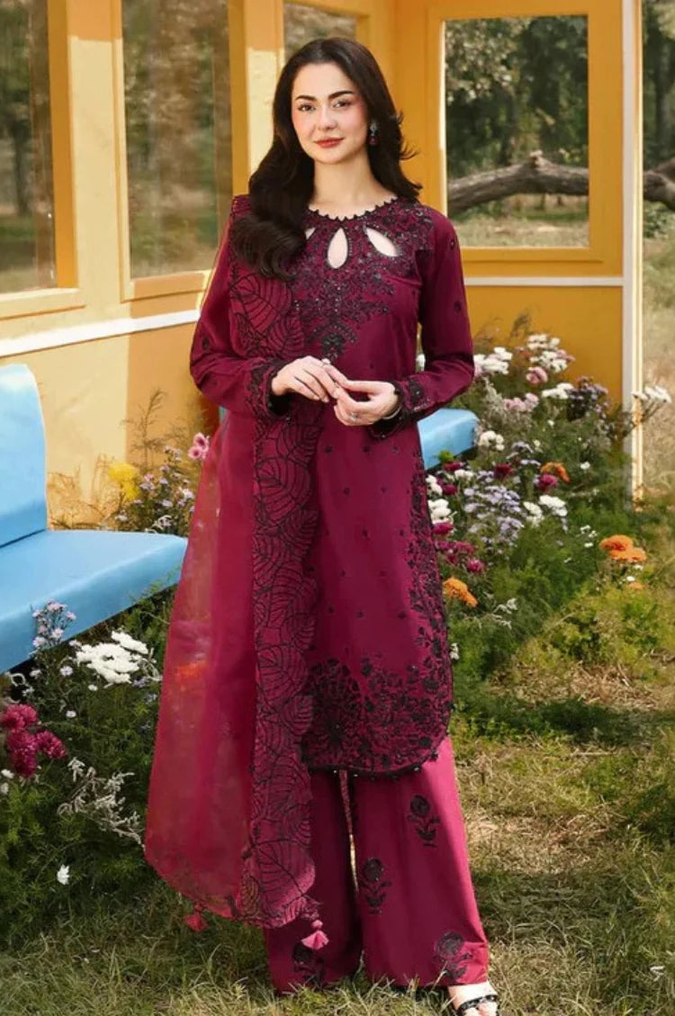ASIM JOFA-3PC LAWN SEQUIN EMBROIDERED SHIRT WITH KHADDI NET EMB DUPATTA AND EMB TROUSE-UR-4560