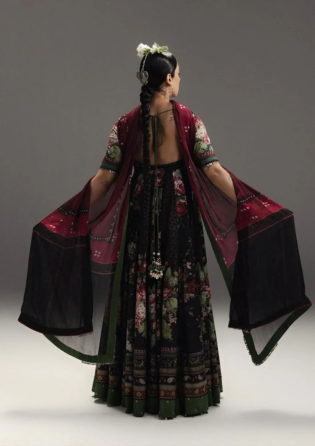 ZARA SHAH JAHAN-3PC DIGITAL PRINTED FROCK WITH SILK PRINTED DUPATTA & DYED TROUSER-UR-525