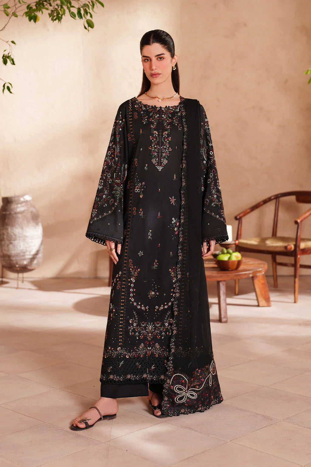 IZNIK-3PC LAWN EMBROIDERED SHIRT WITH CHIFFON EMBROIDERED DUPATTA AND TROUSER-UR-4582