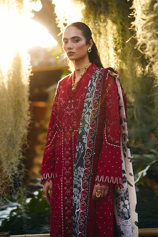 SUFFUSE-3PC LAWN EMBROIDERED SHIRT WITH CHIFFON PRINT DUPATTA AND EMB TROUSER-UR-4590