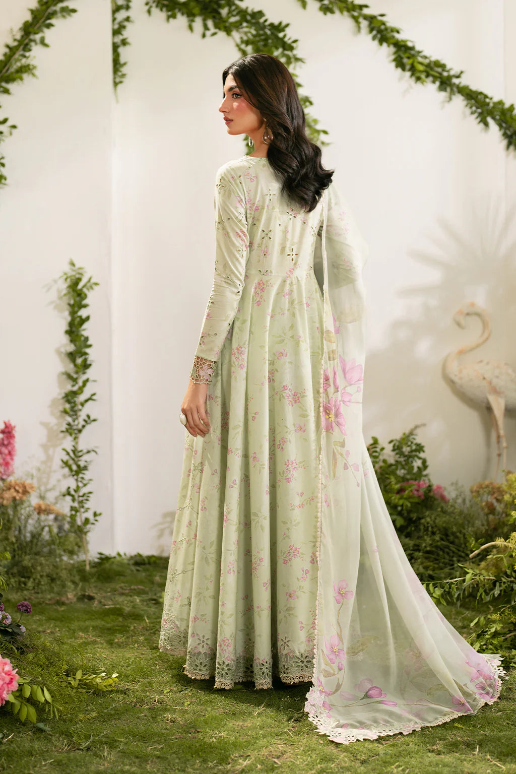 IZNIK-3PC LAWN PRINTED EMB FROCK WITH SILK PRINTED DUPATTA AND TROUSER-UR-4589