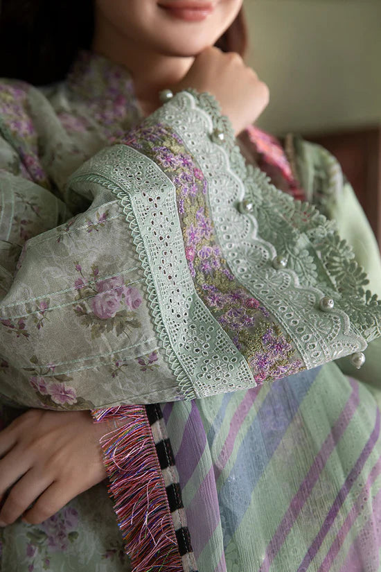 SOBIA NAZIR-3PC KARANDI PRINTED EMBROIDERED SHIRT WITH KARANDI PRINTED DUPATTA AND TROUSER-UR-2566