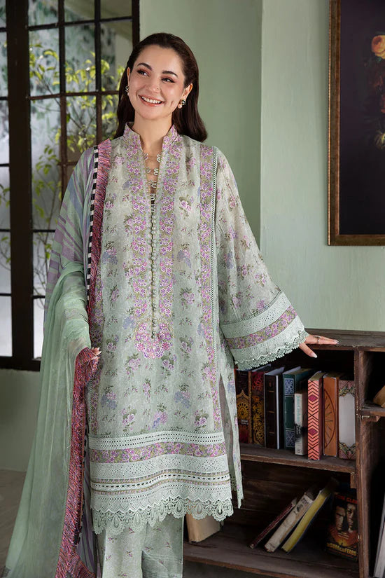 SOBIA NAZIR-3PC KARANDI PRINTED EMBROIDERED SHIRT WITH KARANDI PRINTED DUPATTA AND TROUSER-UR-2566