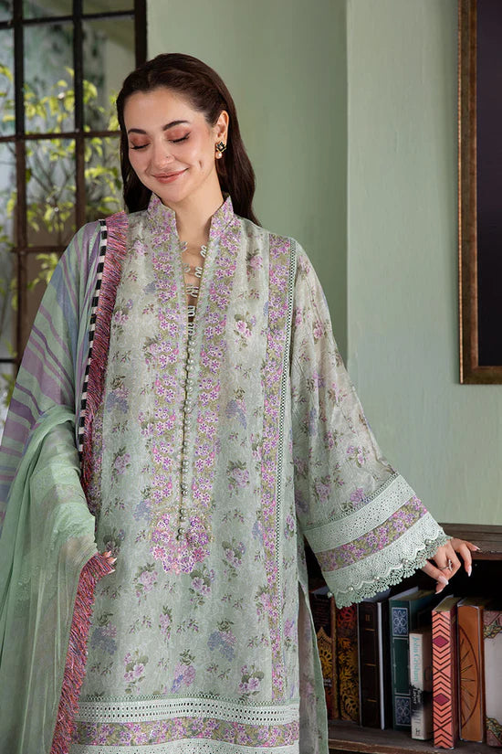 SOBIA NAZIR-3PC KARANDI PRINTED EMBROIDERED SHIRT WITH KARANDI PRINTED DUPATTA AND TROUSER-UR-2566