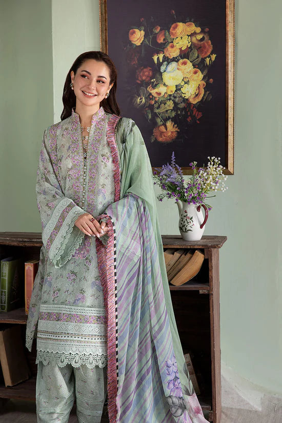 SOBIA NAZIR-3PC KARANDI PRINTED EMBROIDERED SHIRT WITH KARANDI PRINTED DUPATTA AND TROUSER-UR-2566