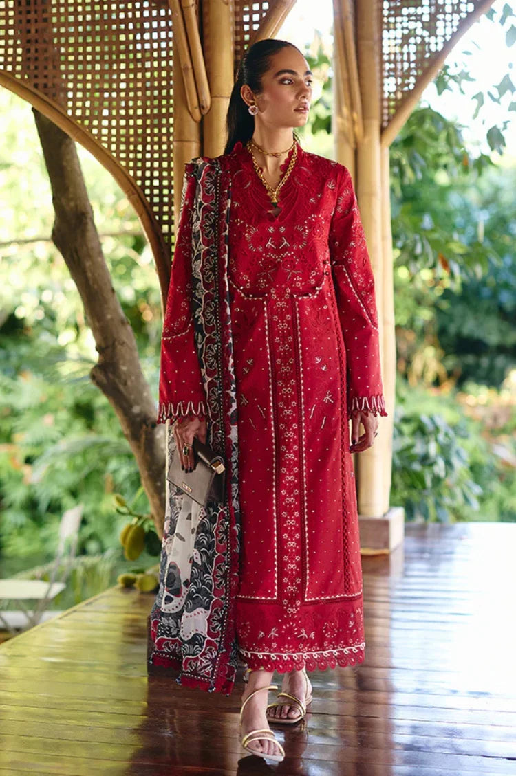 SUFFUSE-3PC LAWN EMBROIDERED SHIRT WITH CHIFFON PRINT DUPATTA AND EMB TROUSER-UR-4590